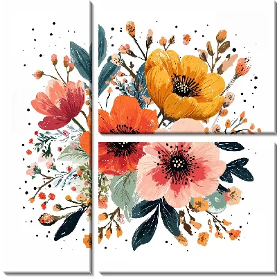 Модульная картина Цветы и листья №17