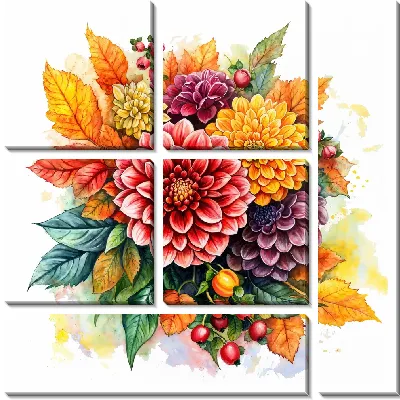 Модульная картина Цветы и листья №20