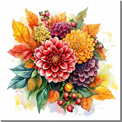 Картина маслом Цветы и листья №20