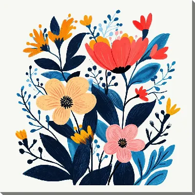 Картина маслом Цветы и листья №21