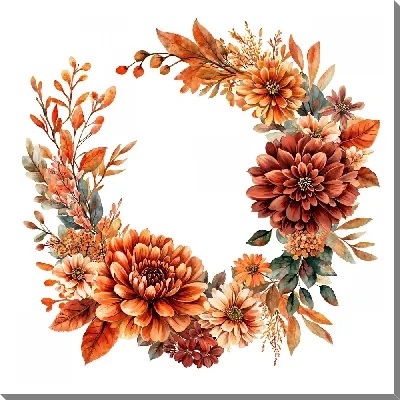 Картина маслом Цветы и листья №24