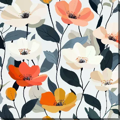 Картина маслом Цветы и листья №25