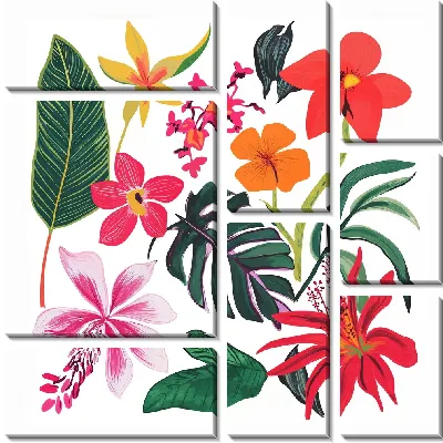 Модульная картина Цветы и листья №26