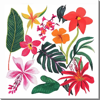 Картина маслом Цветы и листья №26