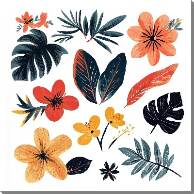 Картина маслом Цветы и листья №28