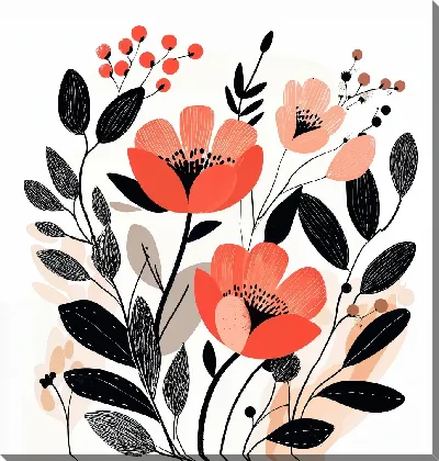 Постер Цветы и листья №29