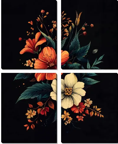 Модульная картина Цветы и листья №30