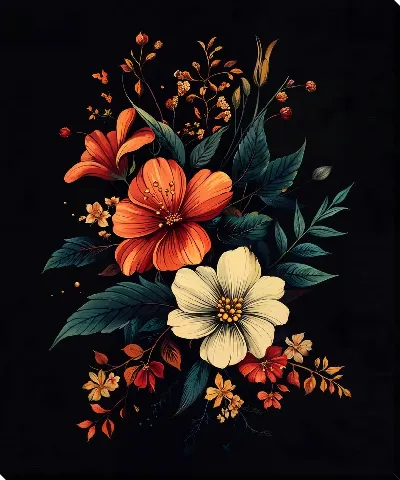 Картина маслом Цветы и листья №30