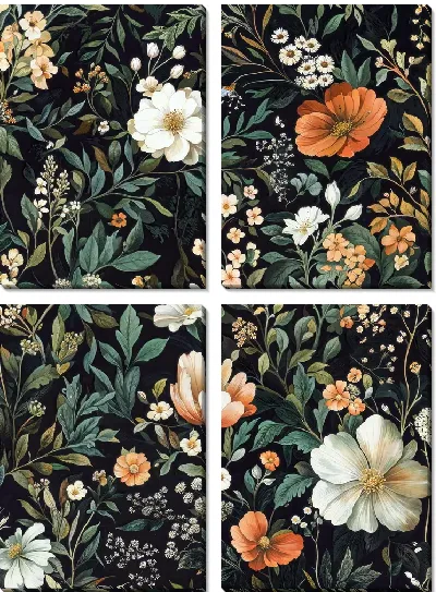 Модульная картина Цветы и листья №32