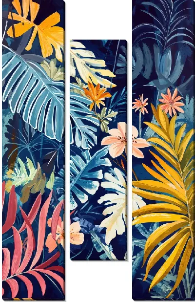 Модульная картина Цветы и листья №35