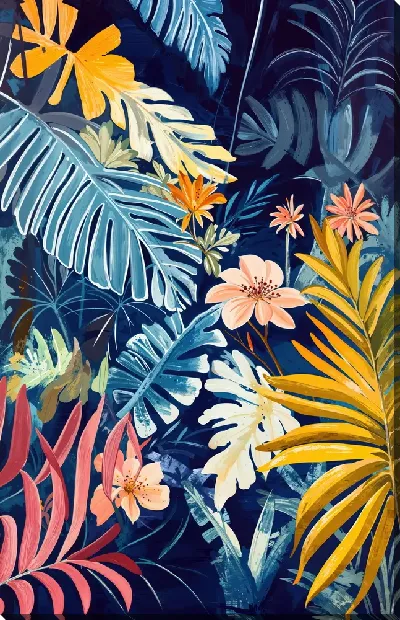 Картина маслом Цветы и листья №35