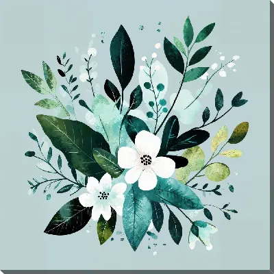 Картина маслом Цветы и листья №36