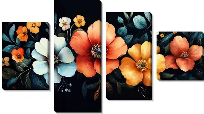 Модульная картина Цветы и листья №37