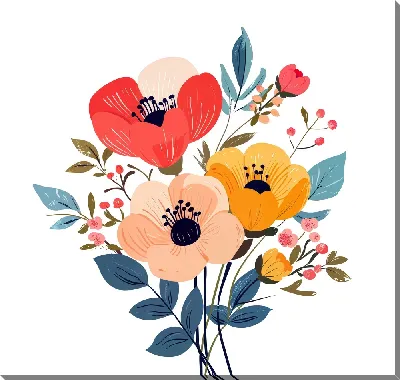 Картина маслом Цветы и листья №38