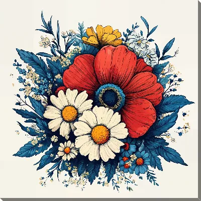 Картина маслом Цветы и листья №39