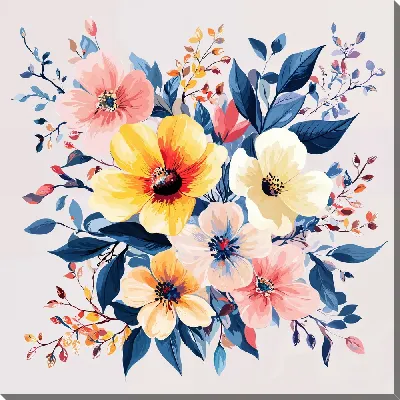 Картина маслом Цветы и листья №40