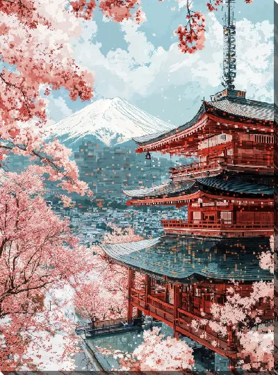 Картина маслом Японский стиль №15