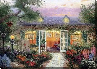 Картина маслом Дом в цветах (House with flowers)