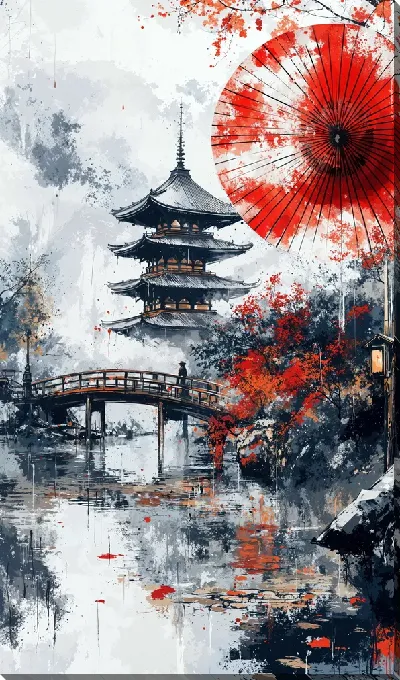 Картина маслом Японский стиль №17