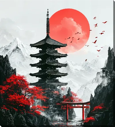 Картина маслом Японский стиль №20