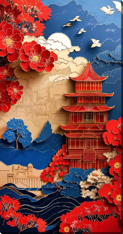 Картина маслом Японский стиль №22