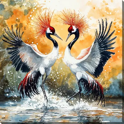 Картина маслом Аисты №9