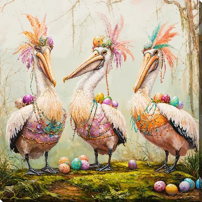 Картина маслом Ряженные пеликаны