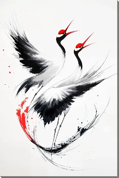 Картина маслом Аисты №16