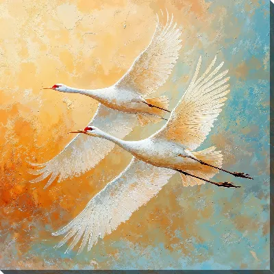 Картина маслом Аисты №20