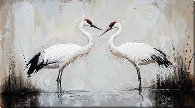 Картина маслом Аисты №21