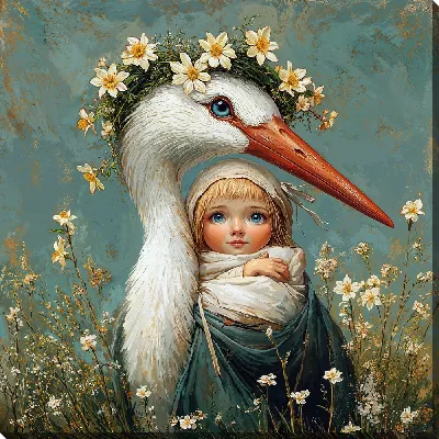 Постер Аист и ребенок