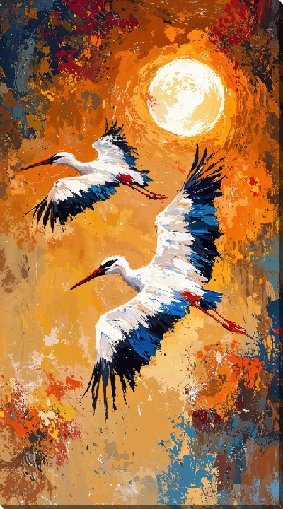 Картина маслом Аисты №29