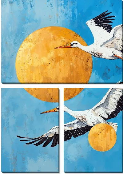 Модульная картина Полет аистов