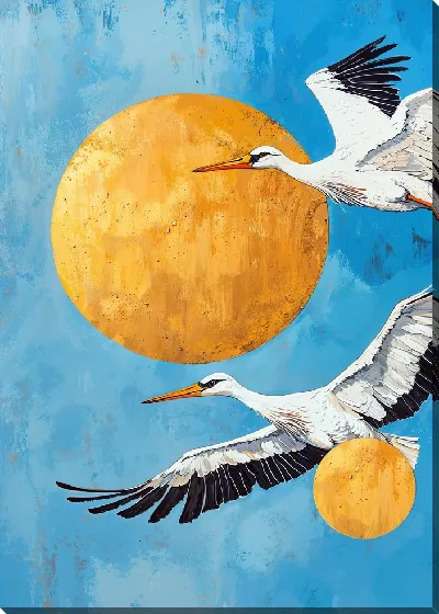 Картина маслом Полет аистов
