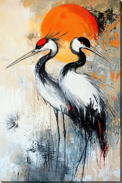 Картина маслом Аисты №33