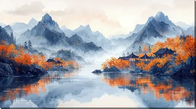 Картина маслом Туман в горах №8