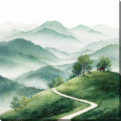 Картина маслом Туман в горах №9