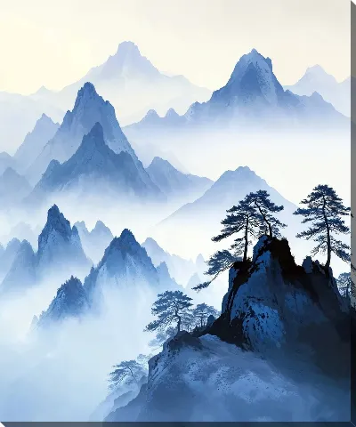 Картина маслом Туман в горах №10