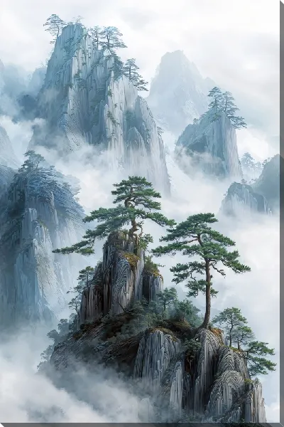 Картина маслом Туман в горах №12