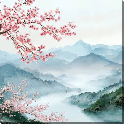 Картина маслом Туман в горах №13