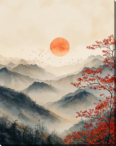 Картина маслом Туман в горах №16