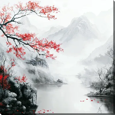 Картина маслом Туман в горах №17