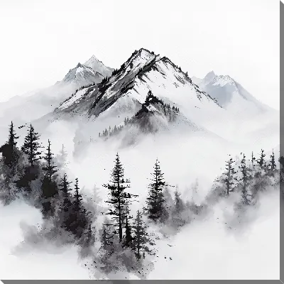 Картина маслом Туман в горах №19