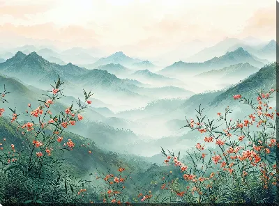 Картина маслом Туман в горах №24