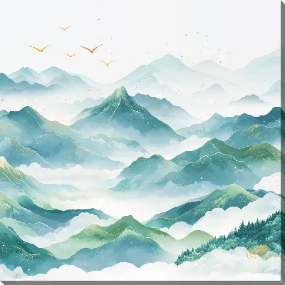 Картина маслом Туман в горах №25