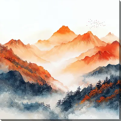 Картина маслом Туман в горах №27