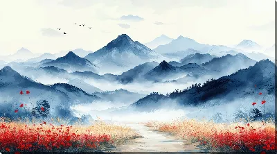 Картина маслом Туман в горах №29