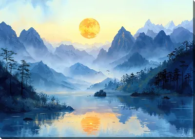 Картина маслом Туман в горах №30