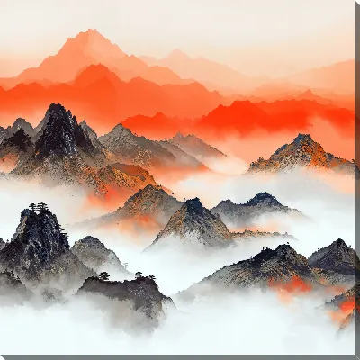 Картина маслом Туман в горах №31