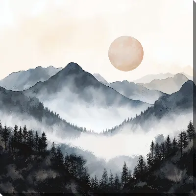 Картина маслом Туман в горах №32